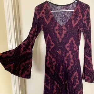 Purple patterned boho dress